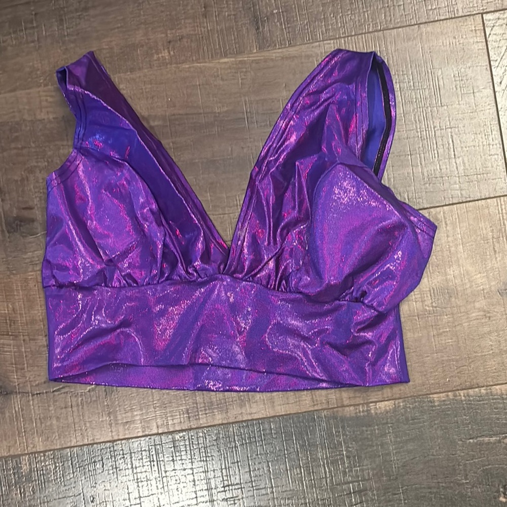 Shiny Purple Rave Bra Top